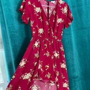 Flowy long skirt romper open front floral dress